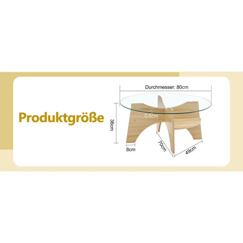 Table basse ronde en verre transparent Ø 80 cm
