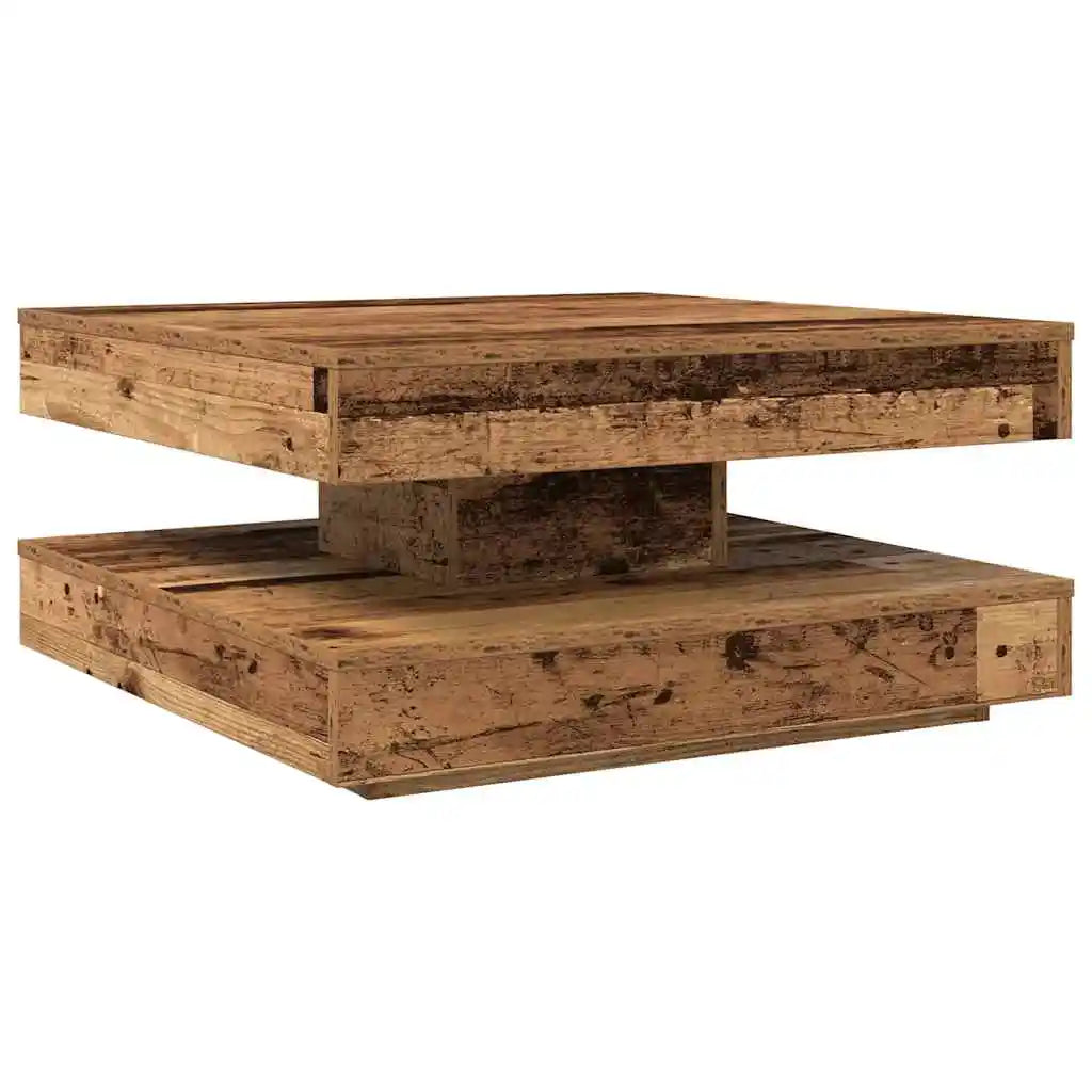 Table basse bois clair rotative 360° 70x70x34,5 cm pin massif