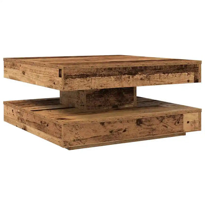 Table basse bois clair rotative 360° 70x70x34,5 cm pin massif