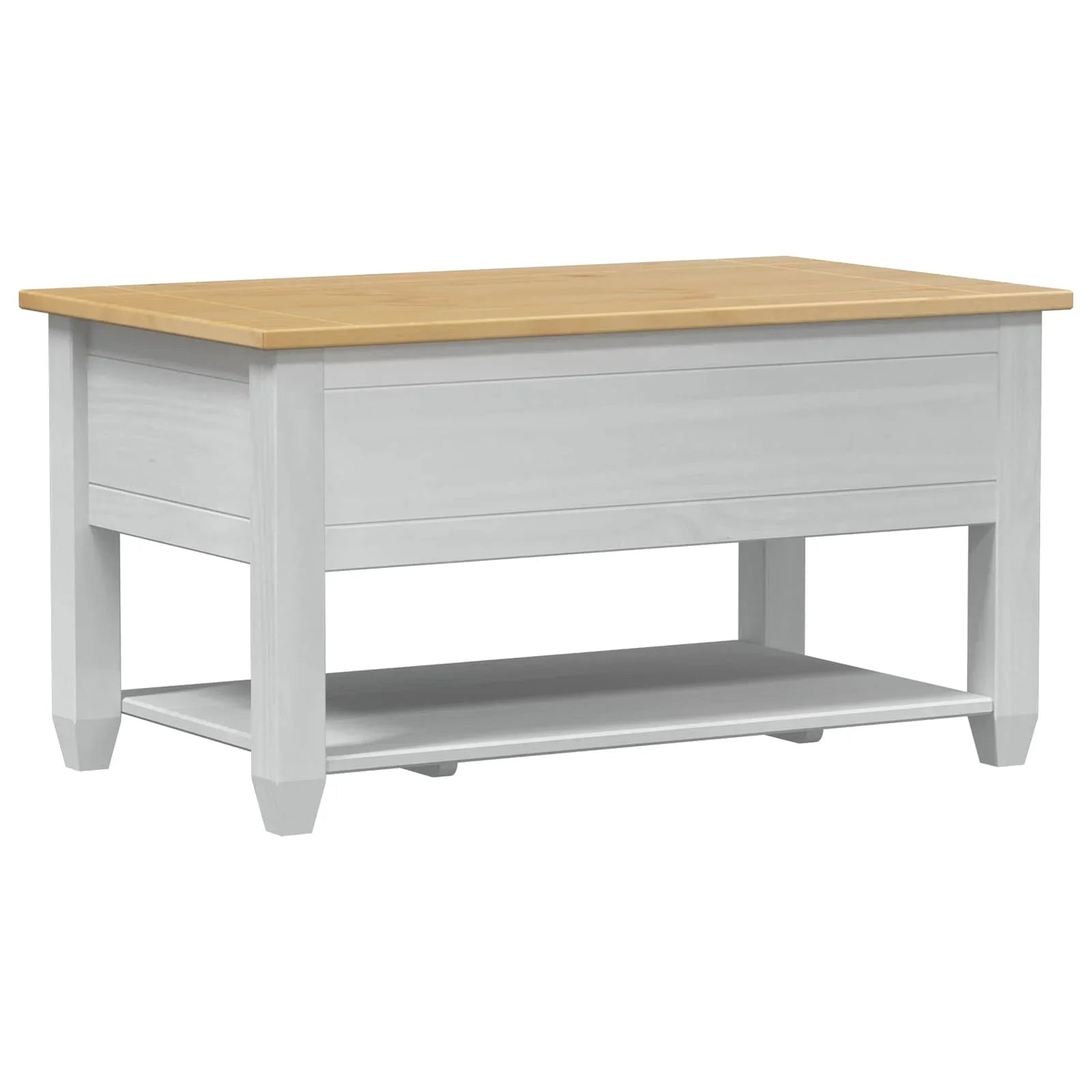 Table basse ronde en bois et blanche avec tiroir 85 x 50 x 45 cm pin massif