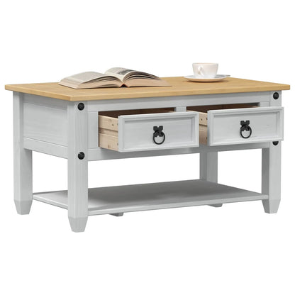 Table basse ronde en bois et blanche avec tiroir 85 x 50 x 45 cm pin massif
