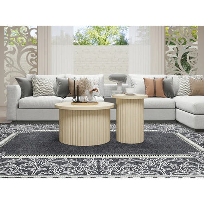 Table basse ronde en bois avec rangement coulissant 60x45H cm