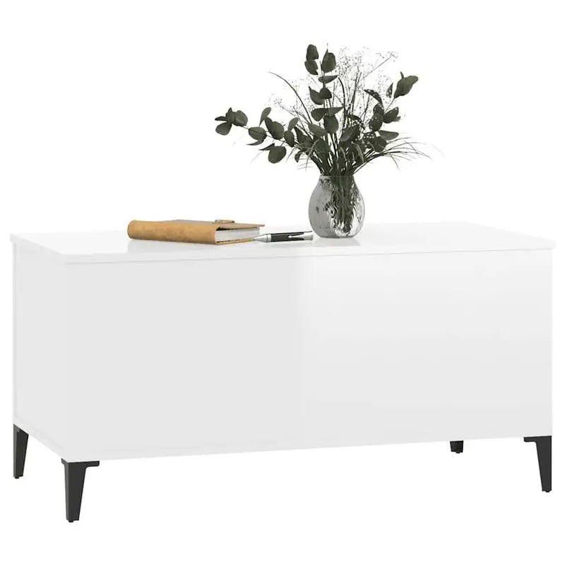 Table basse blanche et en bois 90x44.5x45 cm avec plateau relevable