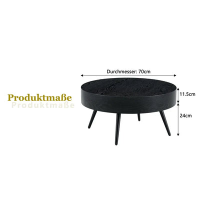 Table basse ronde en bois 70 cm noir