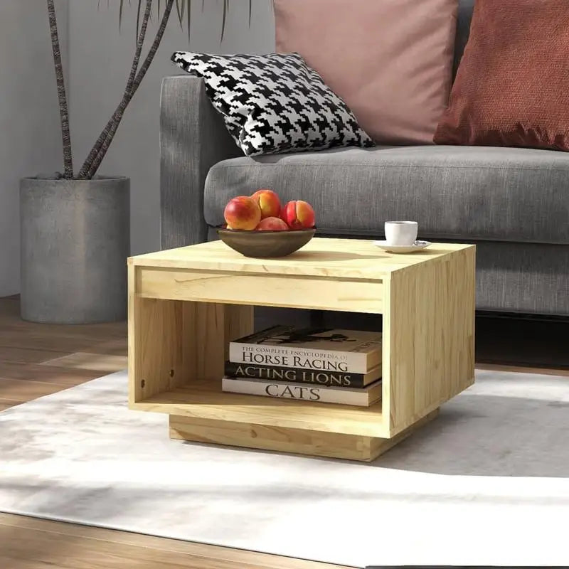 Table basse en bois massif pin moderne pour salon