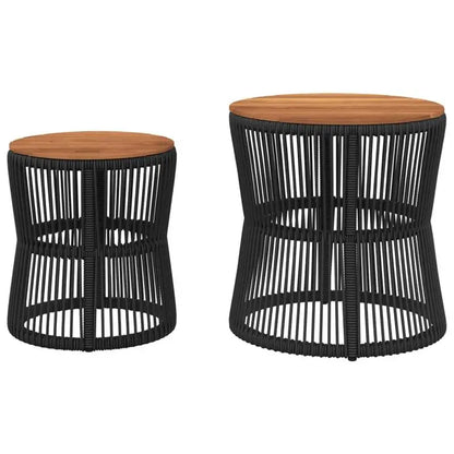 Table basse en bois et noir 2 pièces
