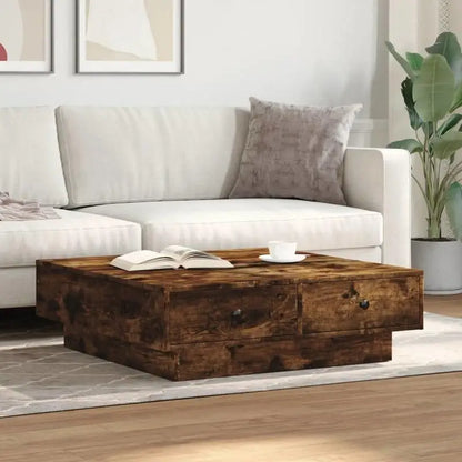Table basse en bois massif fumé 90x90 cm