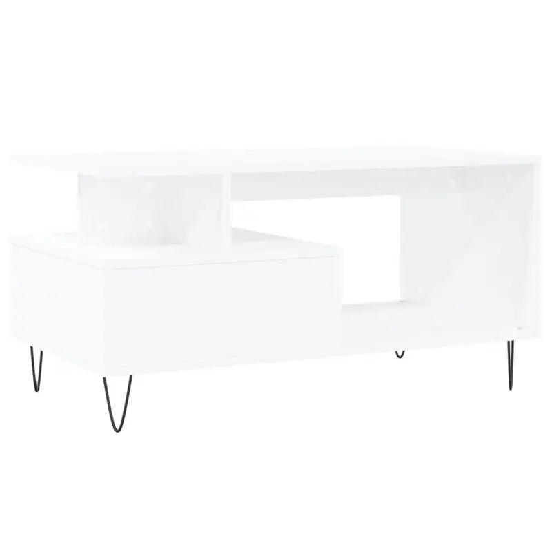 Table basse blanche et en bois 90x49x45 cm