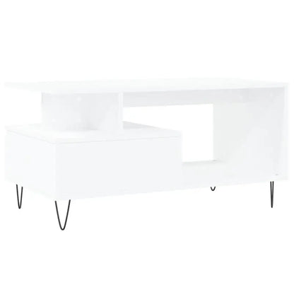 Table basse blanche et en bois 90x49x45 cm