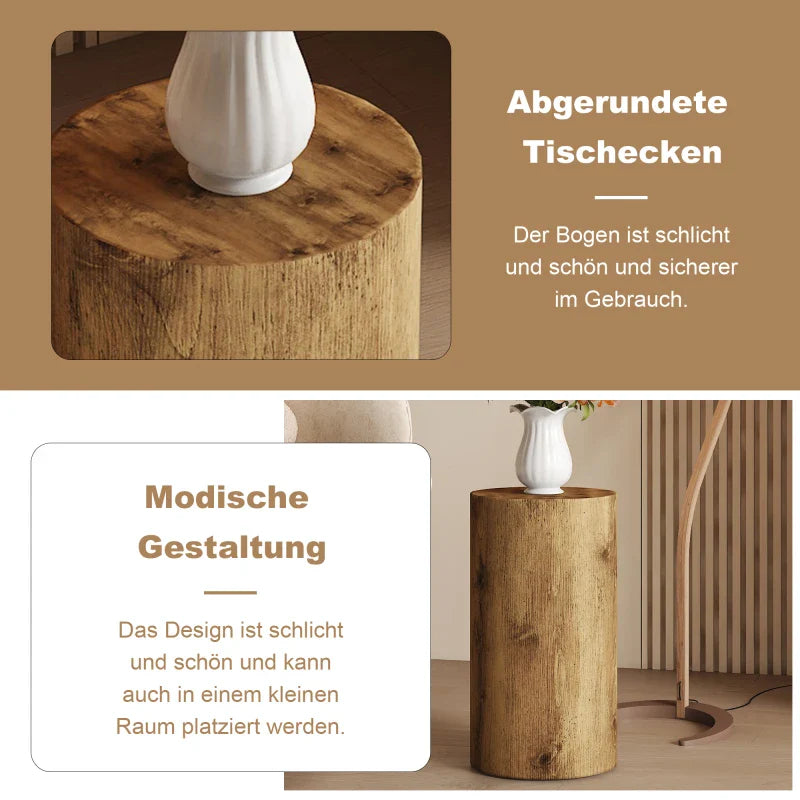 Table basse ronde en bois MDF avec piètement métal noir