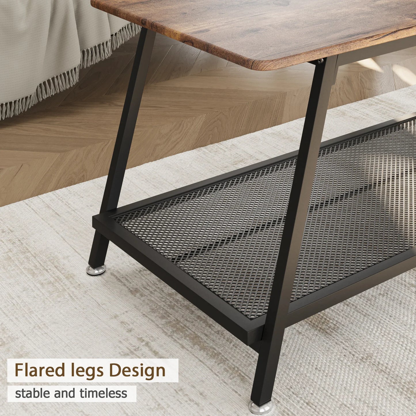 Table basse en bois et noir 80x55x40 cm