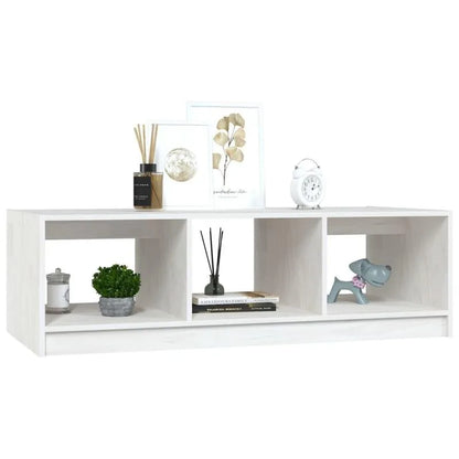 Table basse blanche et en bois massif pin 110x50x34 cm