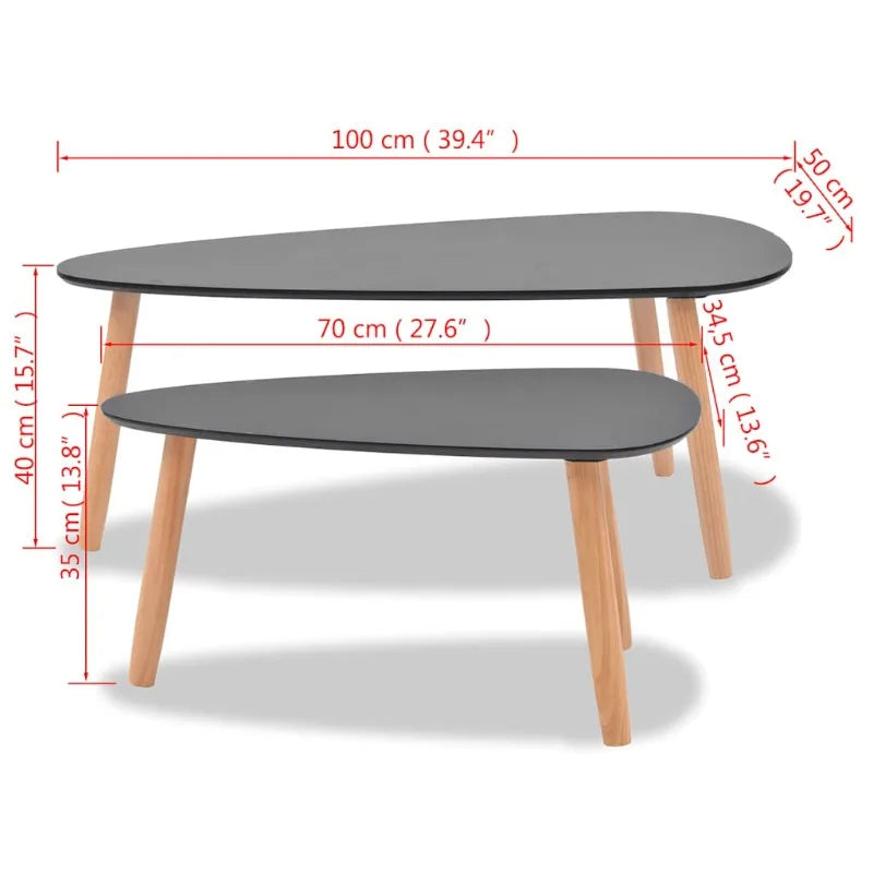 Table basse en bois et noir 2 pièces