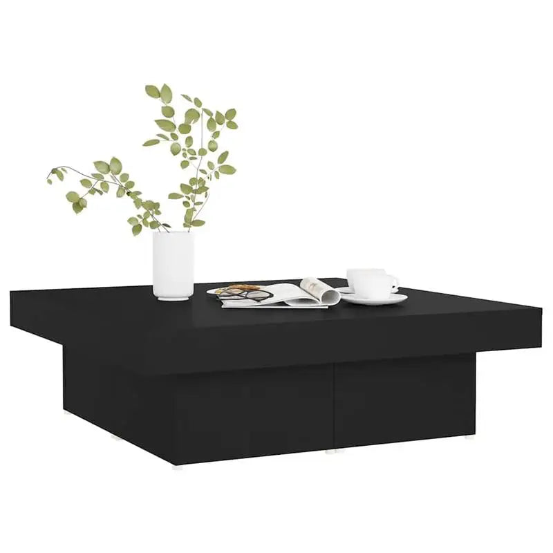 Table basse en bois et noir 90 x 90 x 28 cm