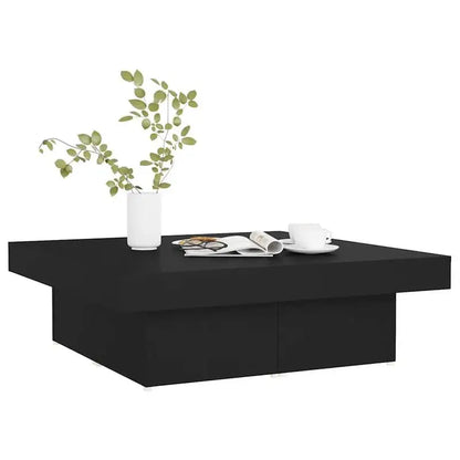 Table basse en bois et noir 90 x 90 x 28 cm