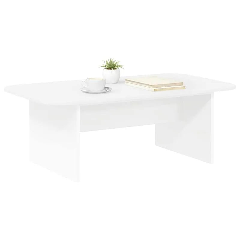 Table basse blanche et en bois d'ingénierie 93x53x33 cm