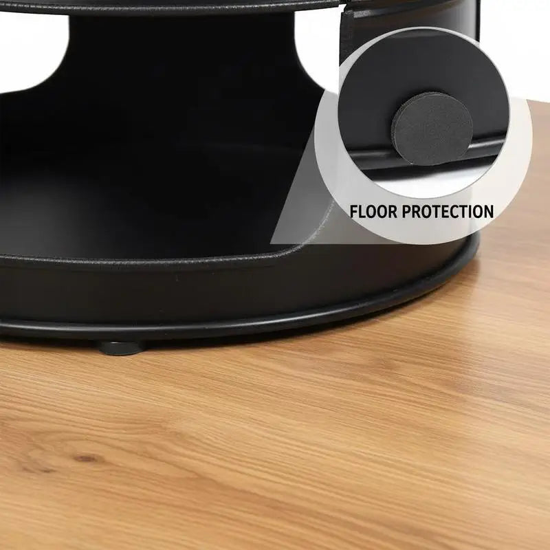 Table basse en bois et noir ronde 3 niveaux métal 50 kg