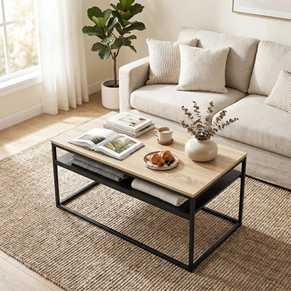 Table basse en bois et noir 100x59.8x47 cm
