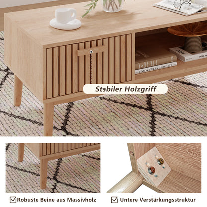 Table basse bois clair 100x50x43 cm avec tiroir et rangement