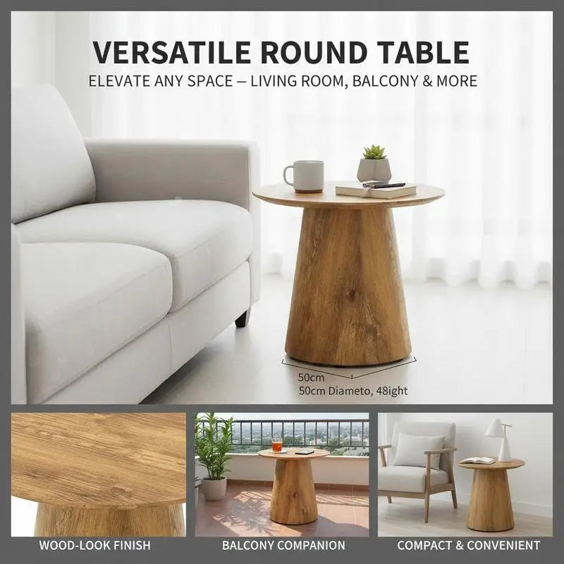 Table basse ronde en bois 50 cm diamètre 48 cm hauteur