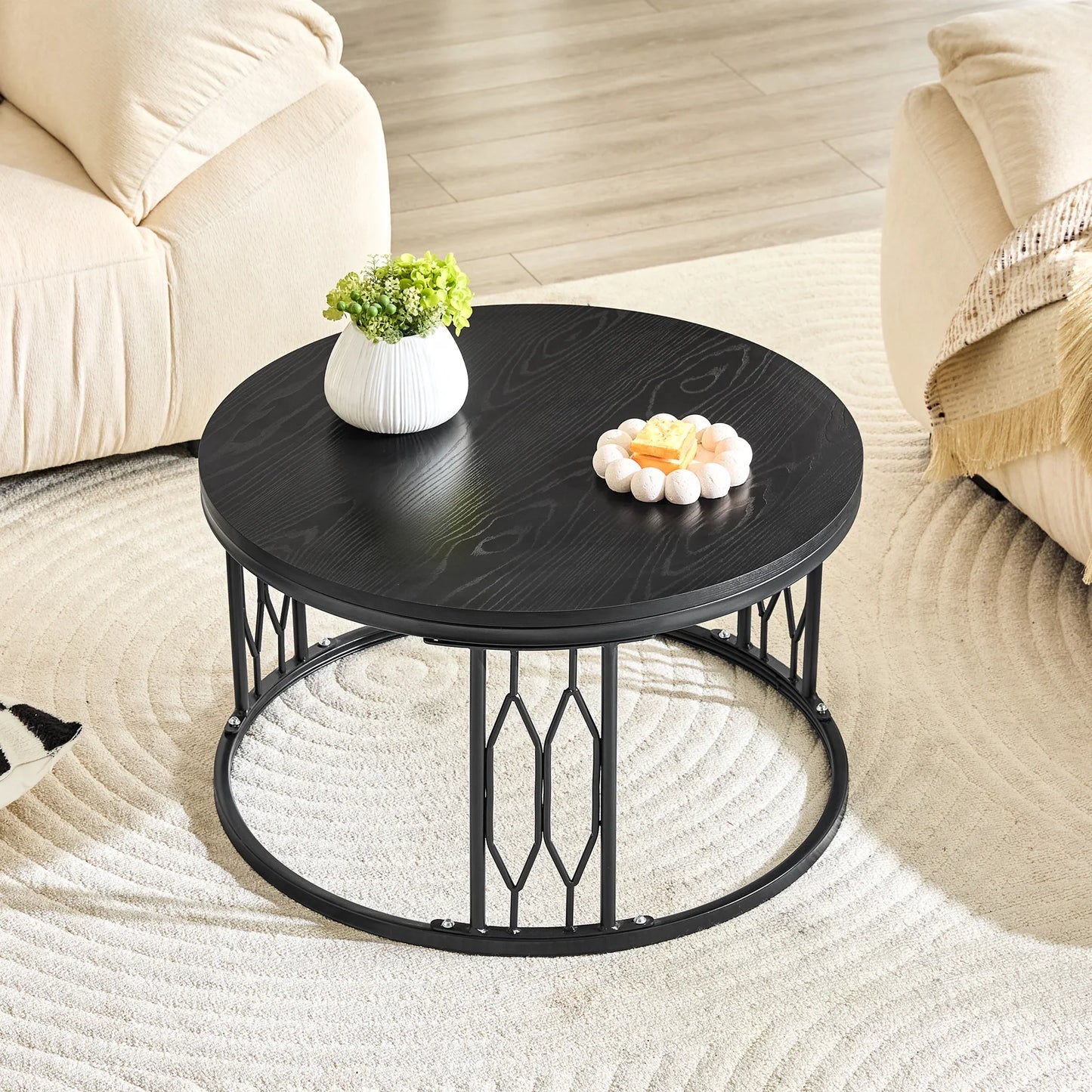 Table basse en bois et noir 85x55x31 cm