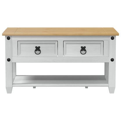 Table basse ronde en bois et blanche avec tiroir 85 x 50 x 45 cm pin massif