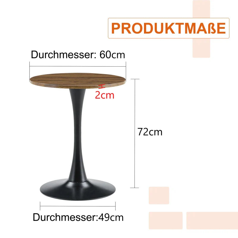 Table basse ronde en bois MDF Ø60 cm pied noir