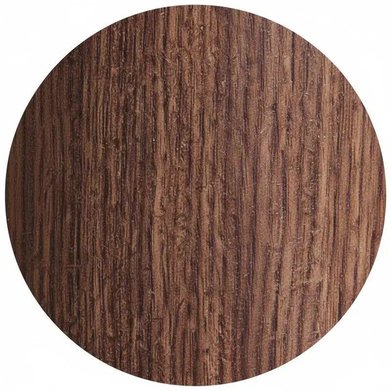 Table basse ronde en bois MDF noyer avec piètement métal noir