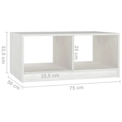 Table basse en bois massif pin 75 x 50 x 33,5 cm blanc