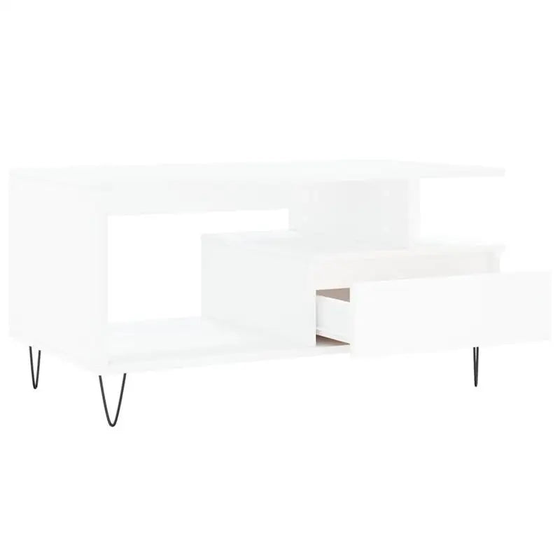 Table basse blanche et en bois 90x49x45 cm