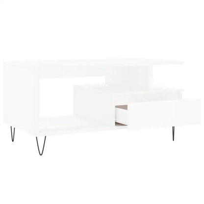 Table basse blanche et en bois 90x49x45 cm