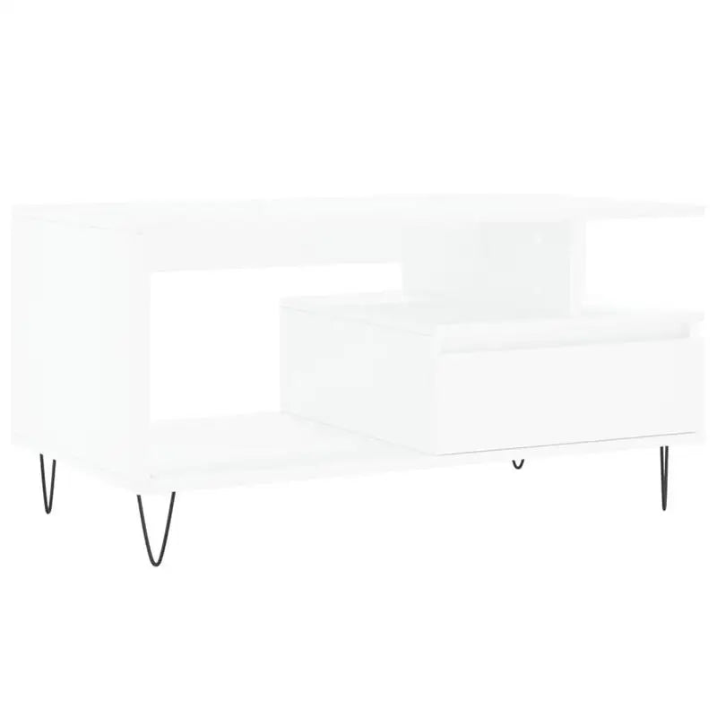 Table basse blanche et en bois 90x49x45 cm