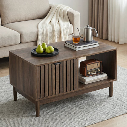 Table basse en bois massif 80 x 50 x 45 cm noyer