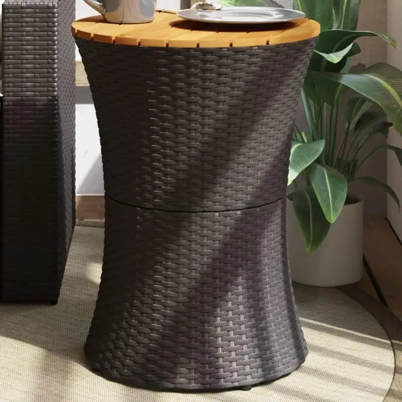 Table basse en bois et noir 50 cm rotin polypropylène acier