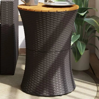 Table basse en bois et noir 50 cm rotin polypropylène acier