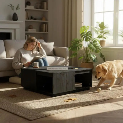 Table basse en bois massif pin 110 x 50 x 33,5 cm brune