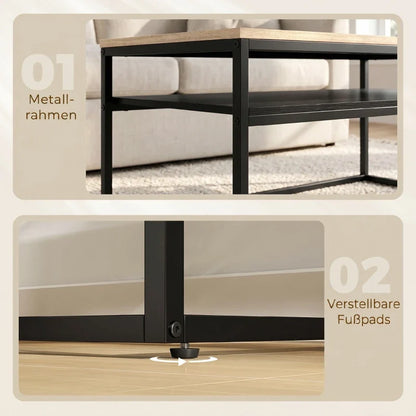 Table basse en bois et noir 100x59x47 cm