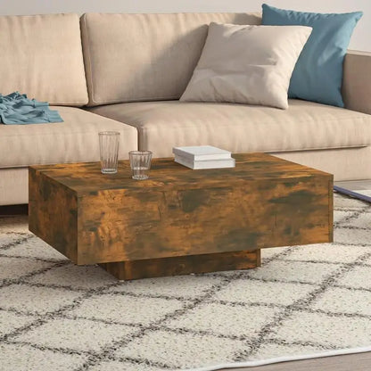 Table basse bois clair en chêne fumé 85 x 55 x 31 cm