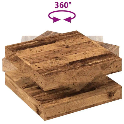 Table basse bois clair rotative 360° 70x70x34,5 cm pin massif
