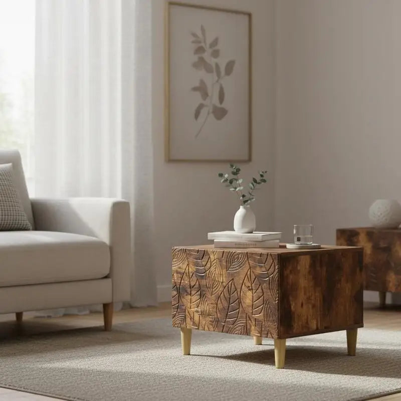 Table basse en bois massif avec tiroir