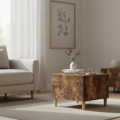Table basse en bois massif avec tiroir