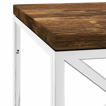 Table basse en bois massif recyclé rustique avec rangement