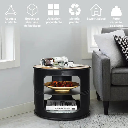 Table basse en bois et noir 3 niveaux 50 kg