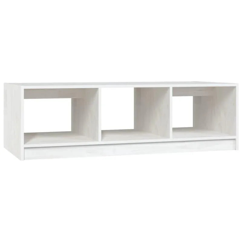 Table basse blanche et en bois massif pin 110x50x34 cm