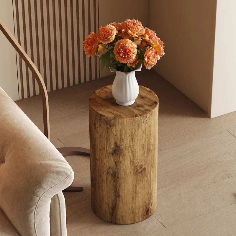Table basse ronde en bois MDF avec piètement métal noir