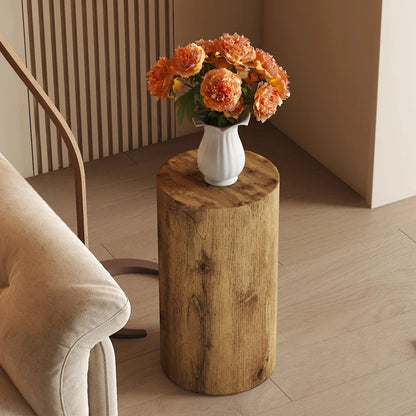 Table basse ronde en bois MDF avec piètement métal noir
