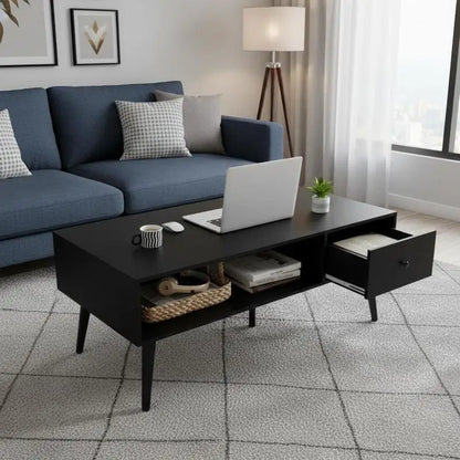 Table basse en bois et noir 109x55x40 cm