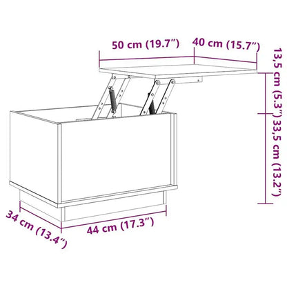 Table basse en bois massif pin relevable avec rangement 110 x 50 x 33,5 cm nature