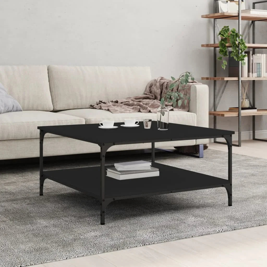 Table basse en bois et noir 80x80x40 cm