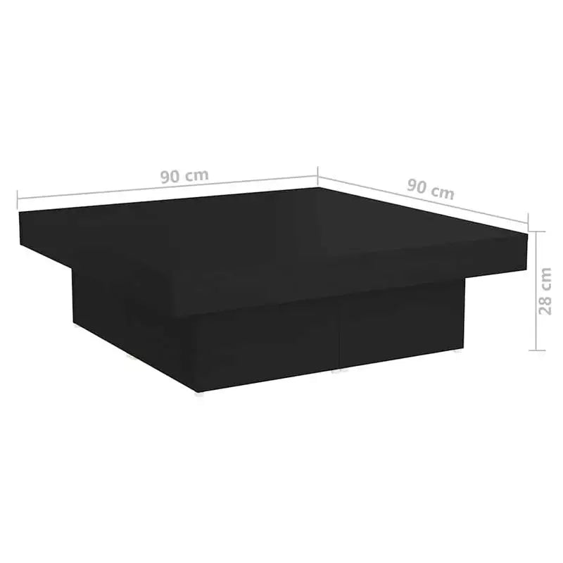 Table basse en bois et noir 90 x 90 x 28 cm